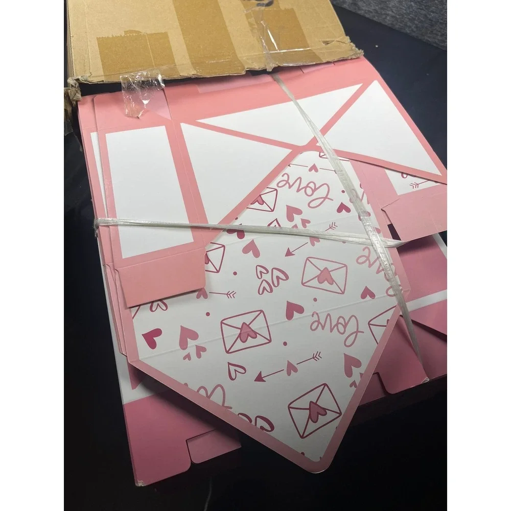 100 Pcs Valentines Day Decoration Love Heart Treat Boxes Pink White Geyoga